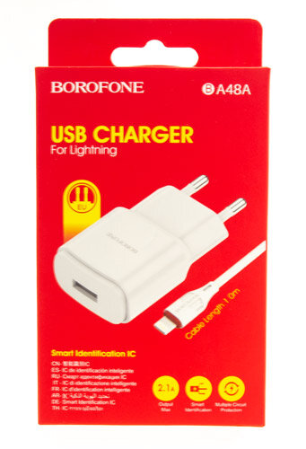    c USB Borofone, BA48A,+Lightning,  2.1A