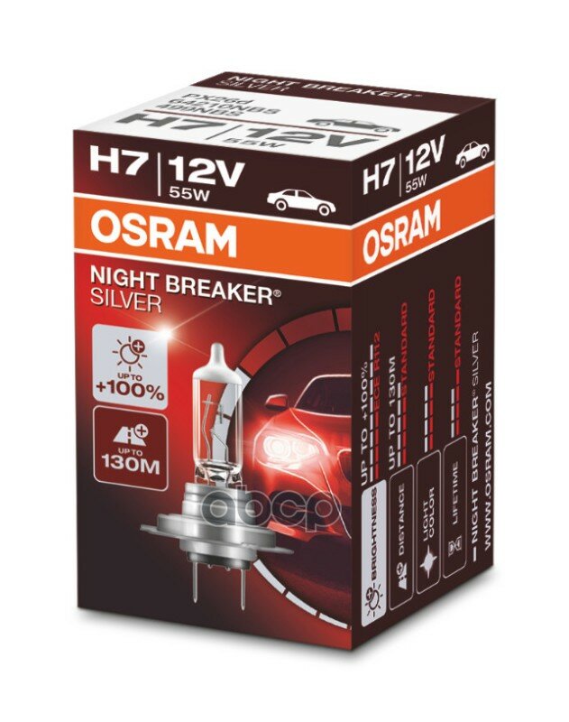  H7 55w 12v Px26d Night Breaker Silver ( 1 ) Osram . 64210NBS