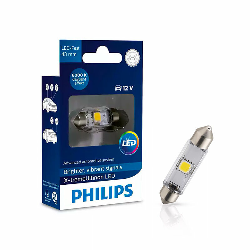 Лампа светодиодная Philips X-tremeUltinon LED C5W (43мм) 12V, 1 шт.