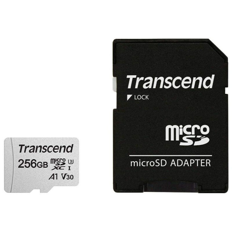 microSD Memory Card SDXC 256GB Class10 UHS-I U3 Transcend A1 V30 (TS256GUSD300S-A)