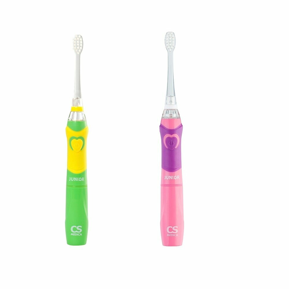 Набор электрических звуковых зубных щеток CS Medica CS-562 Junior (1 зеленая и 1 розовая)