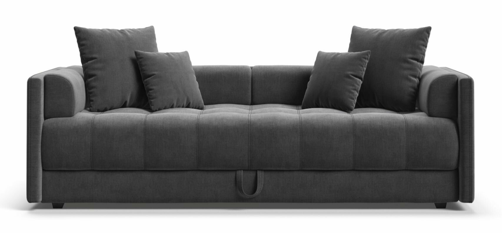 Односпальная тахта-диван с ящиком для хранения Boss, велюр Monolit серый, 203x93x61 см