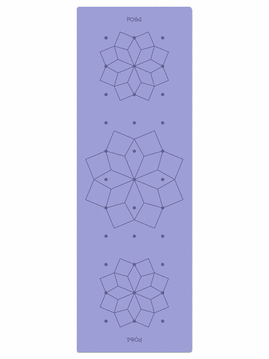 Ультралегкий коврик для йоги с разметкой POSA Align 6mm Lilac Garden