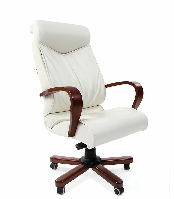 Компьютерное кресло для руководителя Chairman 420 WD Натуральная кожа белого цвета