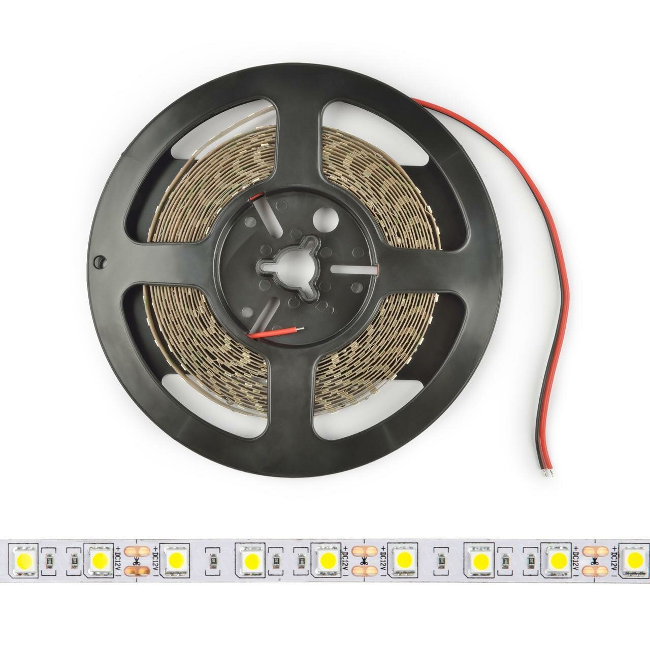 5м. Светодиодная лента теплого цвета 5050, 3000К, 14,4W, 12V, 60LED/m, IP20 Uniel ULS-M25-5050-60LED-m-10mm-IP20-DC12V-14.4W-m-5M-3000K PROFI - (UL-00004374) - фото №1