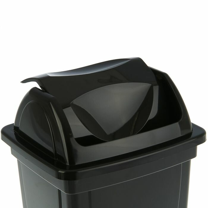 Стамм Корзина для бумаг и мусора Стамм, 12 литров, вращающаяся крышка, пластик, черная - фотография № 2