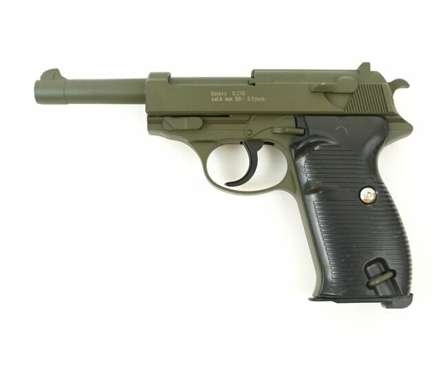 Страйкбольный пистолет Galaxy G.21G Walther P-38 металлический, пружинный