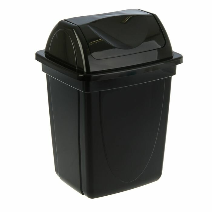 Стамм Корзина для бумаг и мусора Стамм, 12 литров, вращающаяся крышка, пластик, черная - фотография № 1