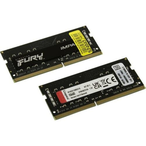 Оперативная память Kingston FURY Impact 16 ГБ (8 ГБ x 2 шт.) DDR4 2666 МГц SODIMM CL15 KF426S15IBK2/16