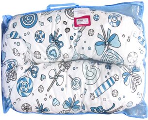 Подушка ФЭСТ многофункциональная для беременных и кормящих женщин малиновый/серый/конфетки модель №01