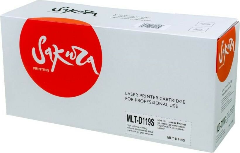 Картридж SAKURA MLTD119S для Samsung ML-1610, ML-1615, ML-2010 ML-2510/2570/2571N,SCX-4321/4521F/4521HF, черный, 3000 к.