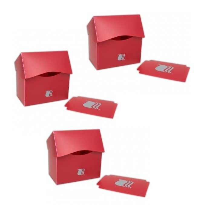 3 пластиковые коробочки Blackfire горизонтальные - Красные (на 80+ карт)