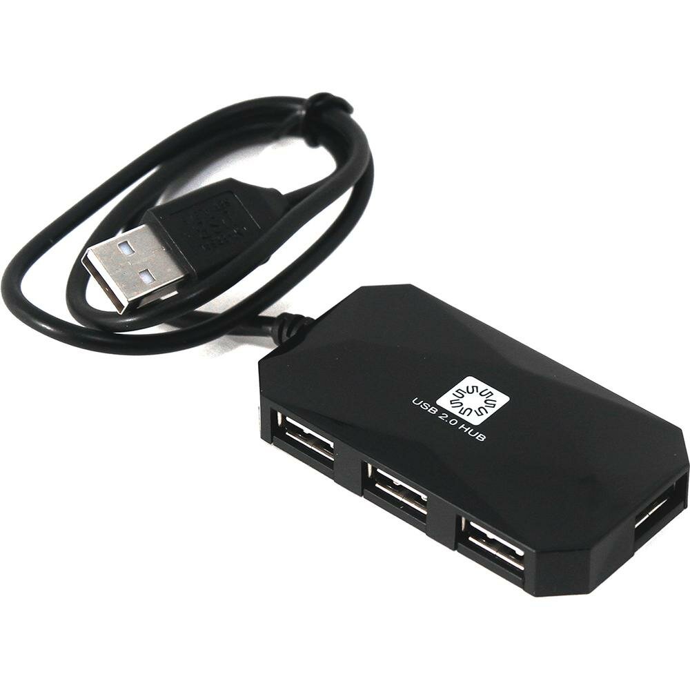 Разветвитель USB 5Bites HB24-207BK хаб - концентратор 4 порта USB2.0 кабель 0.6м чёрный