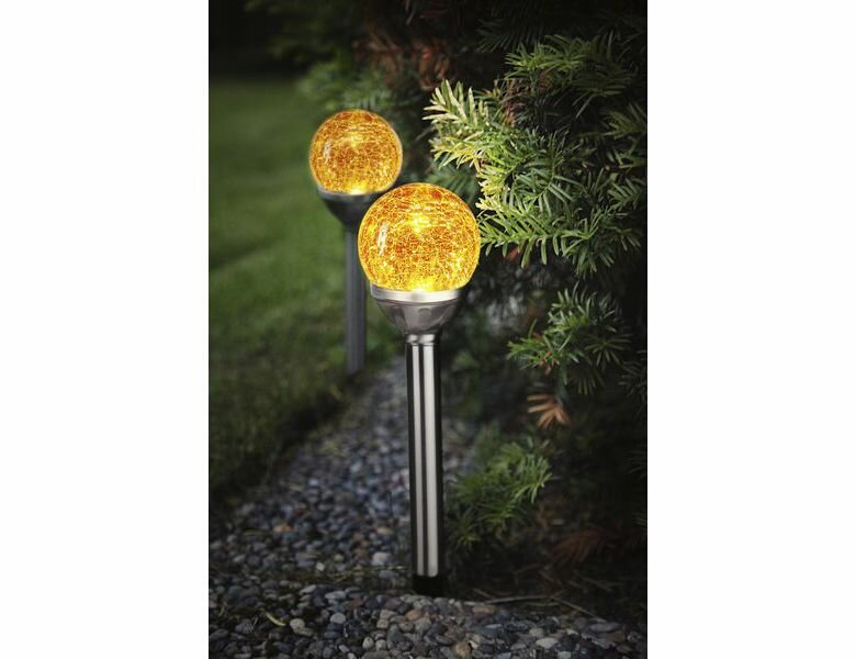 Комплект садовых светильников ROMA (2 шт.), янтарные LED-лампы, солнечная батарея, 26.5х8 см, STAR trading 479-83