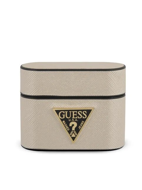 Guess для Airpods Pro Saffiano PU leather case with metal logo Beige, шт