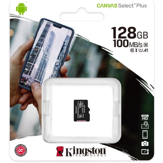 Карта памяти KINGSTON micro SDXC 128Gb Canvas Select Plus UHS-I U1 A1 (100/10 Mb/s)