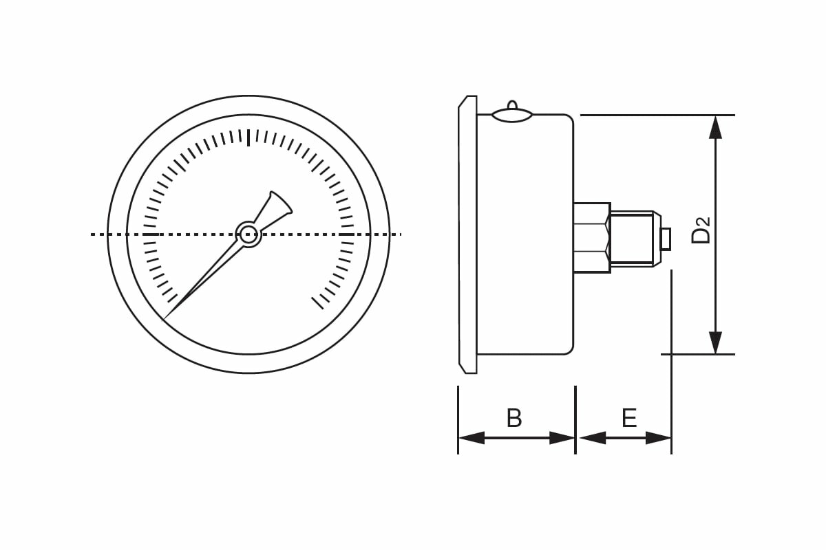 фото A-Flow ; Манометр от 0 до 100бар из нержавеющей стали, D40мм, NPT 1/8" Штуцер сзади по центру G20-S-2N-40B-100bar