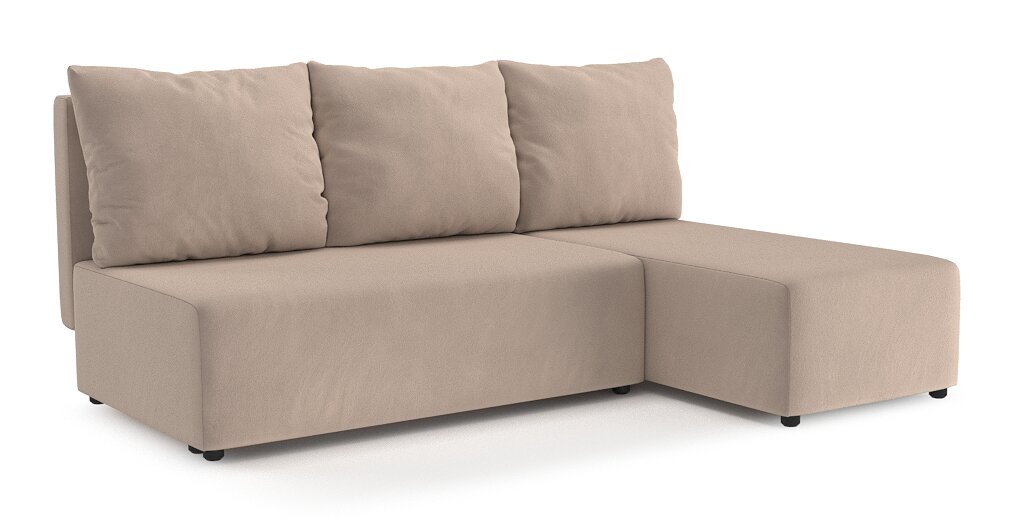 Угловой диван-кровать PUSHE, раскладной Каир Lux, правый угол, велюр, бежевый - фотография № 2