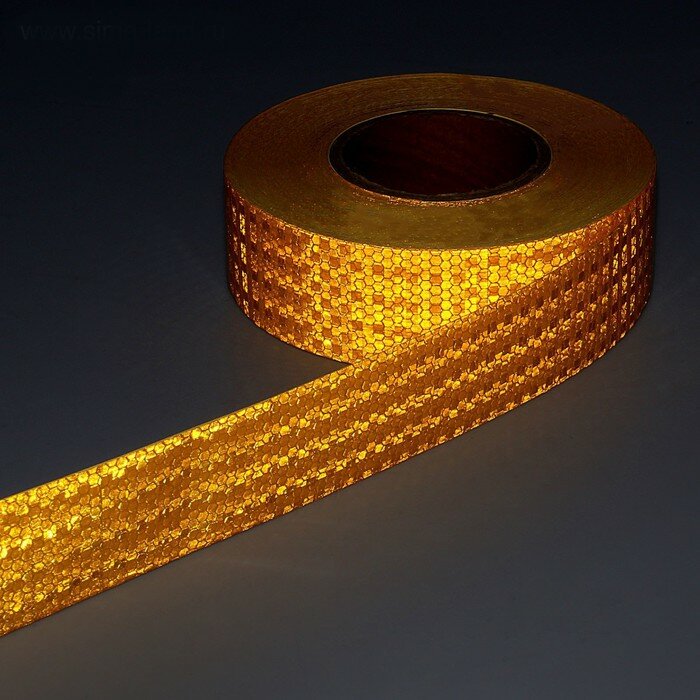 Светоотражающая лента, самоклеящаяся, желтая, 5 см х 25 м - фотография № 2