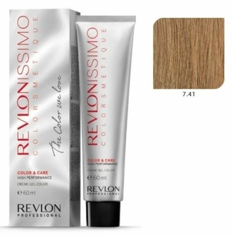 Стойкие красители Revlon Professional Revlonissimo Colorsmetique Краска для волос оттенок 7-41 (блондин медно-пепельный)