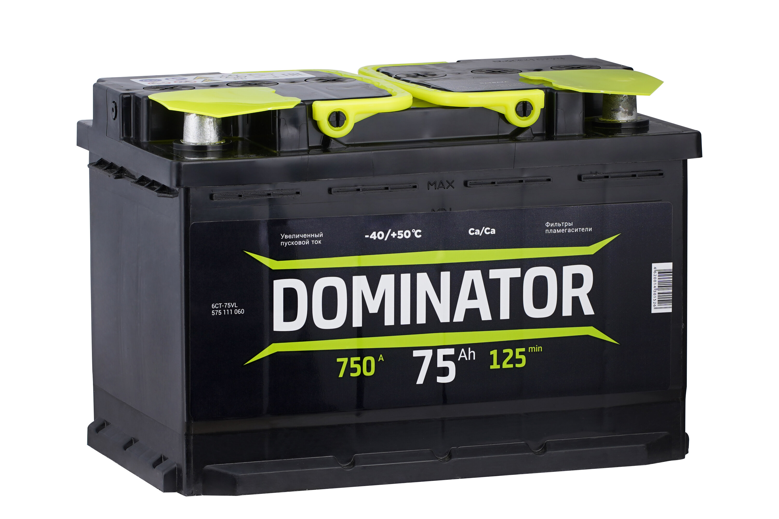 Аккумулятор DOMINATOR 6ст- 75 (L) прямая полярность