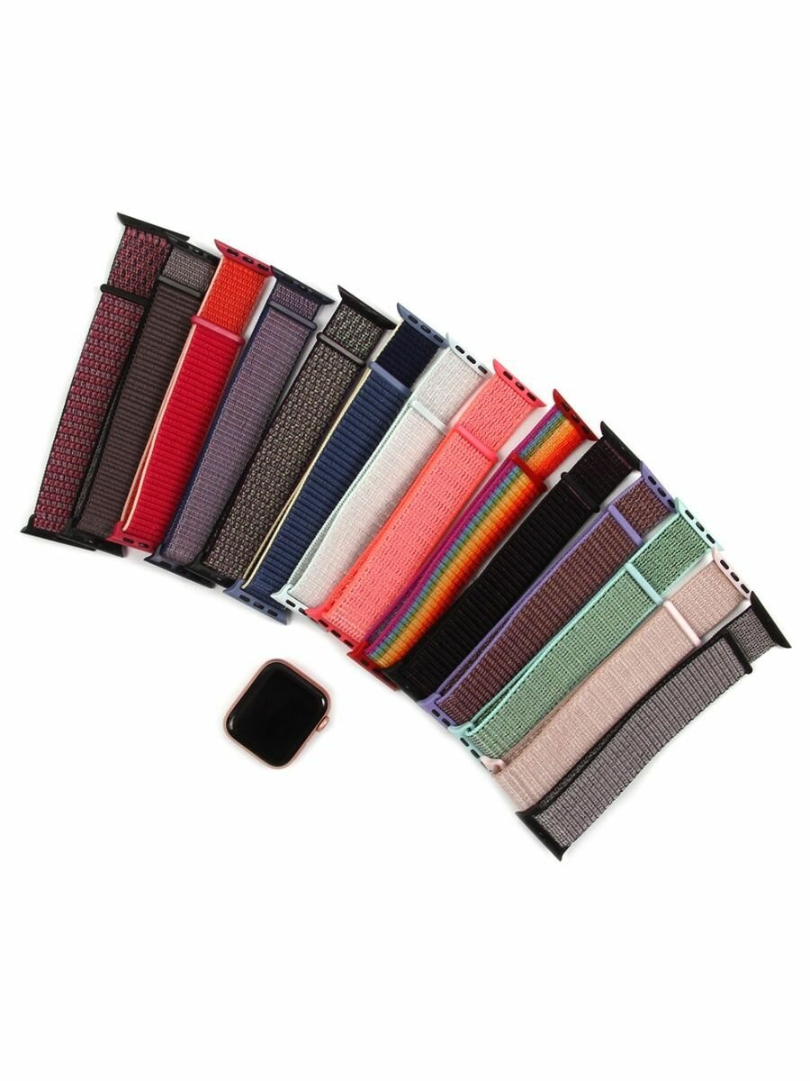 фото Монобраслет для apple watch /Ремешок для смарт часов Эпл вотч 42 44 мм/Стильный браслет на умные часы мужские, женские, нейлоновый