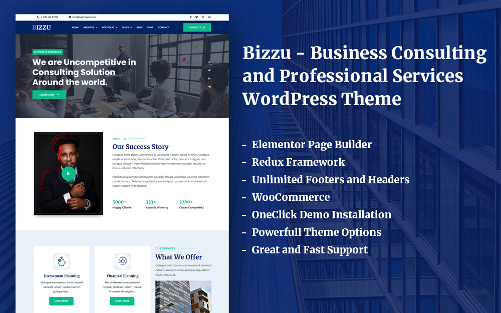 Шаблон Wordpress Bizzu - Business Consulting and Professional Services Тема WordPress