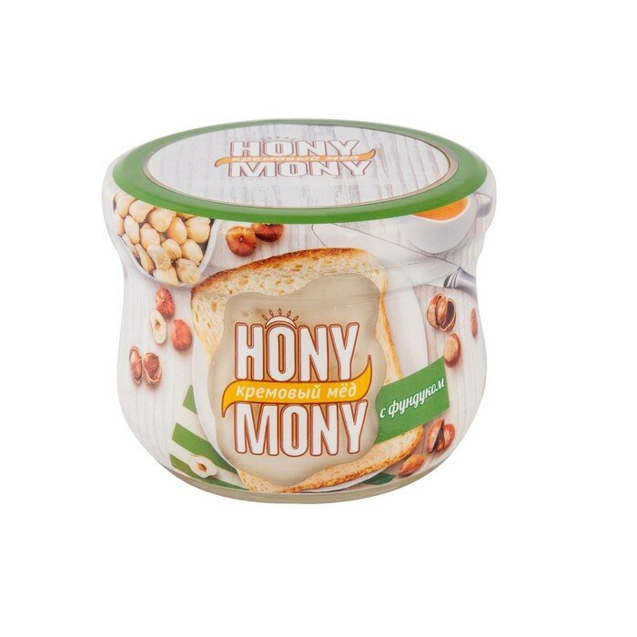 Кремовый мед Hony Mony, с фундуком, 220 г - фотография № 1