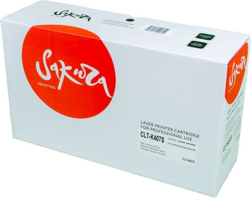 Картридж SAKURA CLTK407S для Samsung CLP-320/325, CLX-3185, черный, 1500 к.