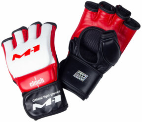 Перчатки для рукопашного боя: Перчатки для смешанных единоборств Clinch M1 Global Official Fight Gloves бело-красно-черные L, артикул C688