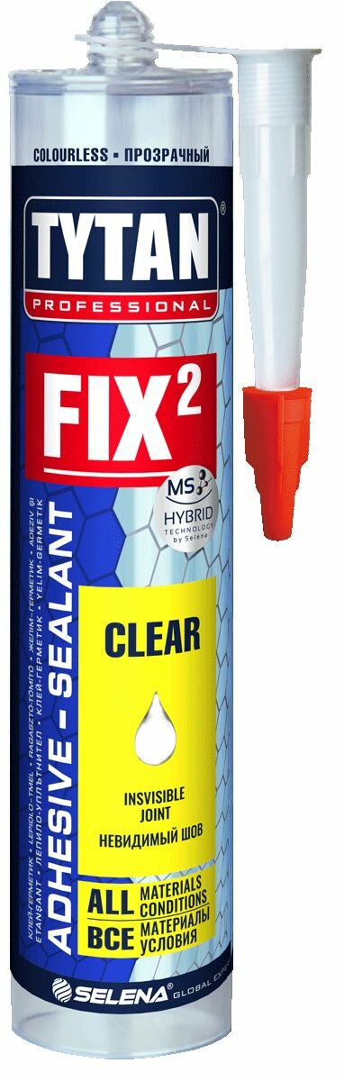 Клей-герметик Tytan Professional Fix2 Clear 290 мл прозрачный