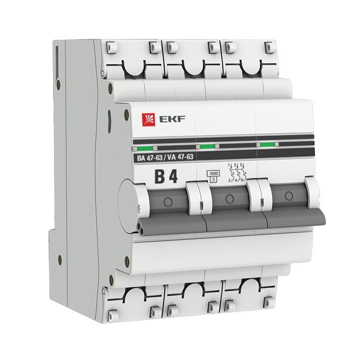 Автоматический выключатель 3P 4А (B) 4,5кА ВА 47-63 EKF PROxima - фотография № 5