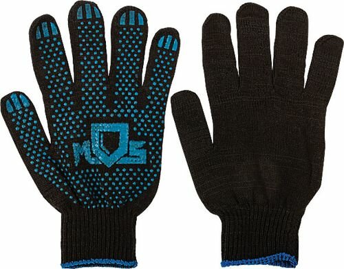 фото Перчатки вязаные 4 нити х/б ПВХ 10 класс черные | код 12495 | FIT ( упак.2пар.)