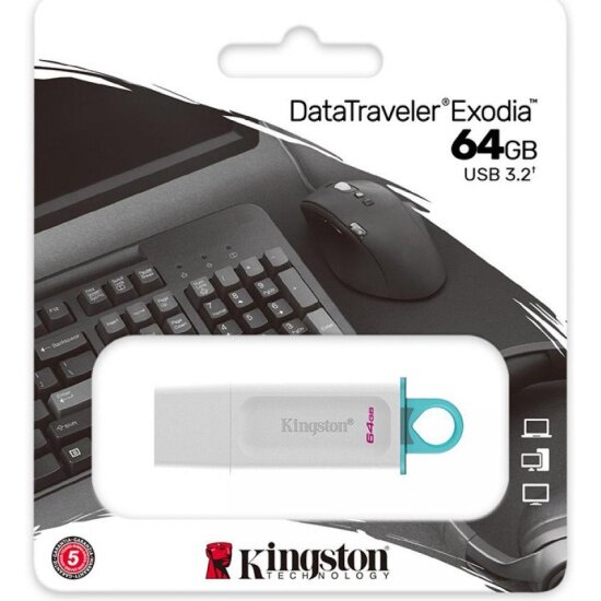 USB флешка Kingston 64Gb DataTraveler Exodia USB 3.2 Gen 1 (USB 3.0) white