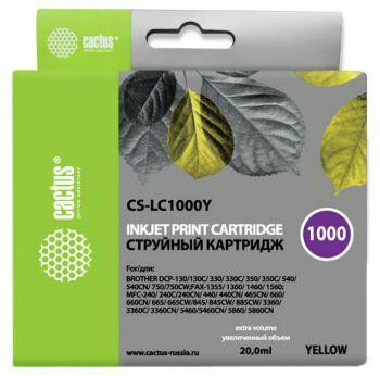 Картридж YELLOW 20ML CACTUS CS-LC1000Y