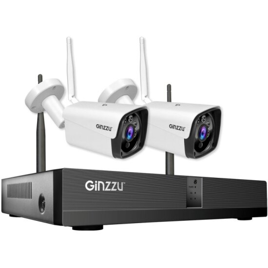 Комплект Ginzzu WiFi HK-4202W,8ch, 3Mp, HDMI, 2улич кам 3.0Mp, IR30м