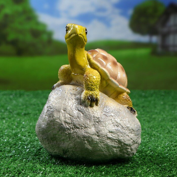 Садовая фигура "Черепаха на камне" 11,5х11,5х17см - фотография № 4