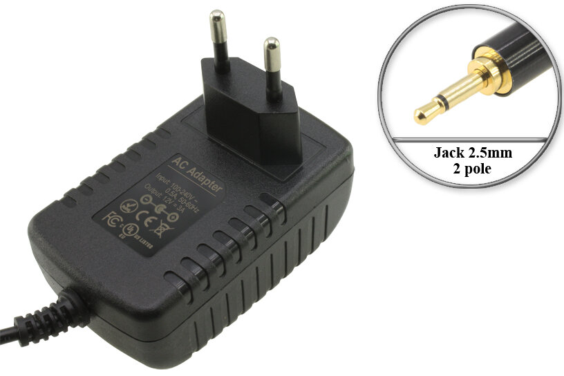 Адаптер (блок) питания 12V 3A 36W Jack 2.5mm 2 контакта для Caсtus MotoExpert и др. оборудования