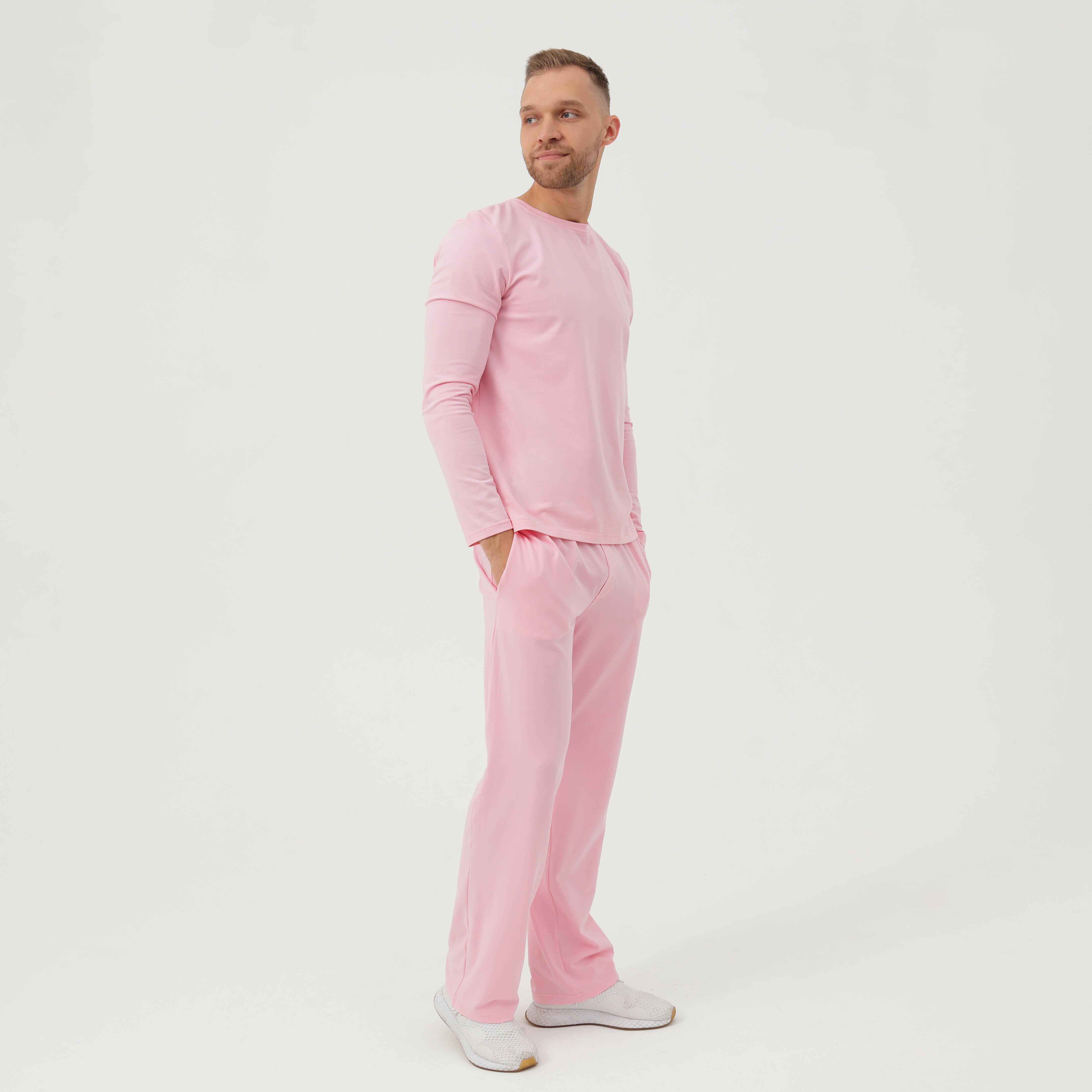 Розовая мужская пижама со штанами «Альба и Гриша» на размер XS (42) - фотография № 2