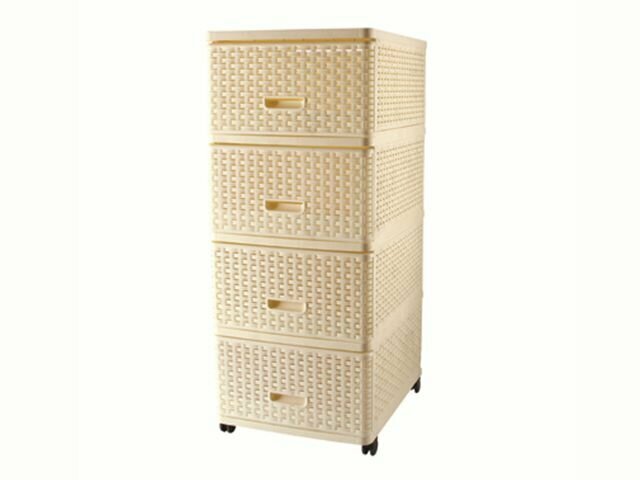 фото DDStyle Комод 4-х секционный «Плетёный», с ящиками цвет кремовый