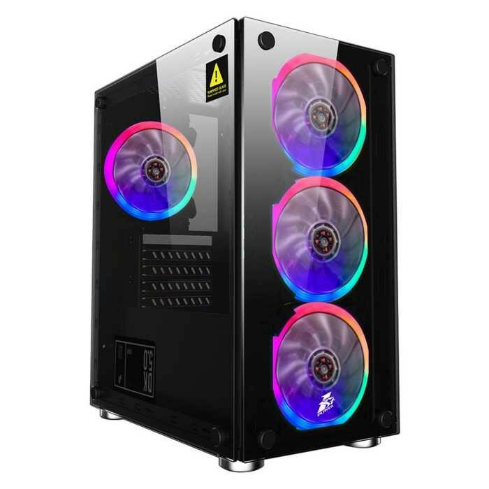 1STPLAYER X2-4R1 Корпус FIREBASE X2 mATX, tempered glass side panels 4x 120mm LED fans inc. X2-4R1