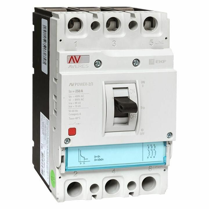 Выключатель автоматический 3п 250А 50кА AV POWER-2/3 ETU2.0 AVERES EKF mccb-23-250-2.0-av - фотография № 1