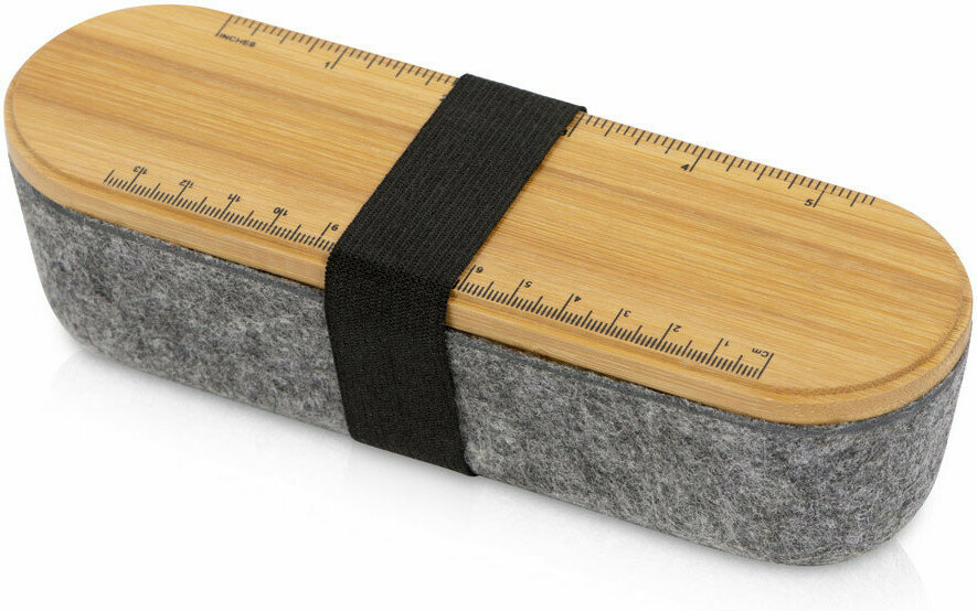 фото Пенал с линейкой и подставкой для телефона из бамбука Haruki, серый