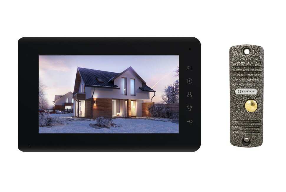 Комплект видеодомофона для дома Tantos Mia HD (черный) и Walle HD (серебро)