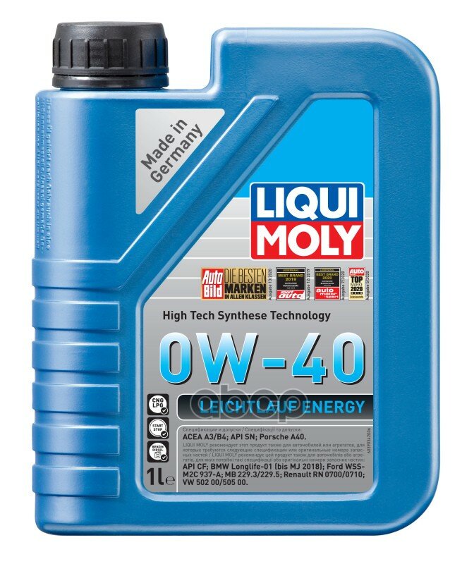 Liqui moly 0w-40 Leichtlauf Energy Sn/Cf 1л (Hc-Синт.Мотор.Масло)