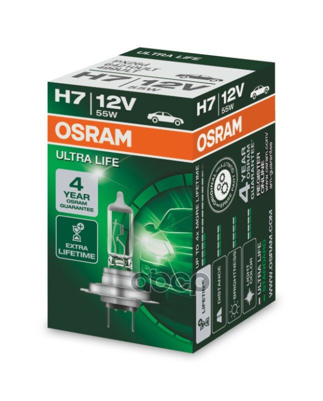 Автолампа Osram 64210ult H7 12v 55w Px26d Ultra Life (К1/10/100) Osram арт. 64210ULT