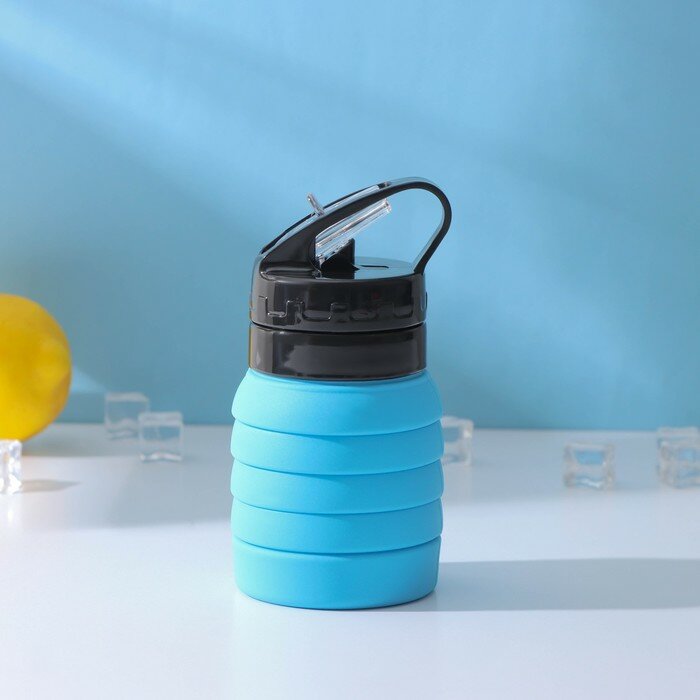 Бутылка складная Доляна «Стоун», 530 мл, 7×21 см, цвет голубой - фотография № 2