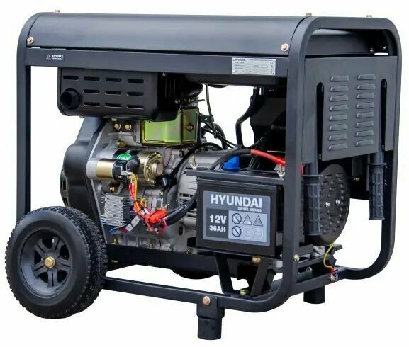 Дизельный генератор Hyundai DHY 8500 LE-3 7.2 кВт, электрогенератор с ручным и электро запуском двигателя - фотография № 5