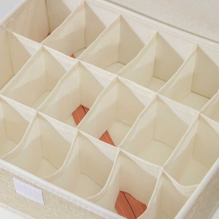 Набор органайзеров для хранения белья с крышкой «Пастель», 3 шт, 31,5×25×10 см, цвет бежевый - фотография № 7