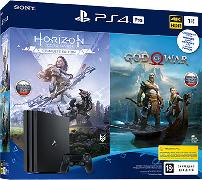 Sony PlayStation 4 Pro (1TB) Black (CUH-7208) +  Horizon: Zero Dawn +  God of War